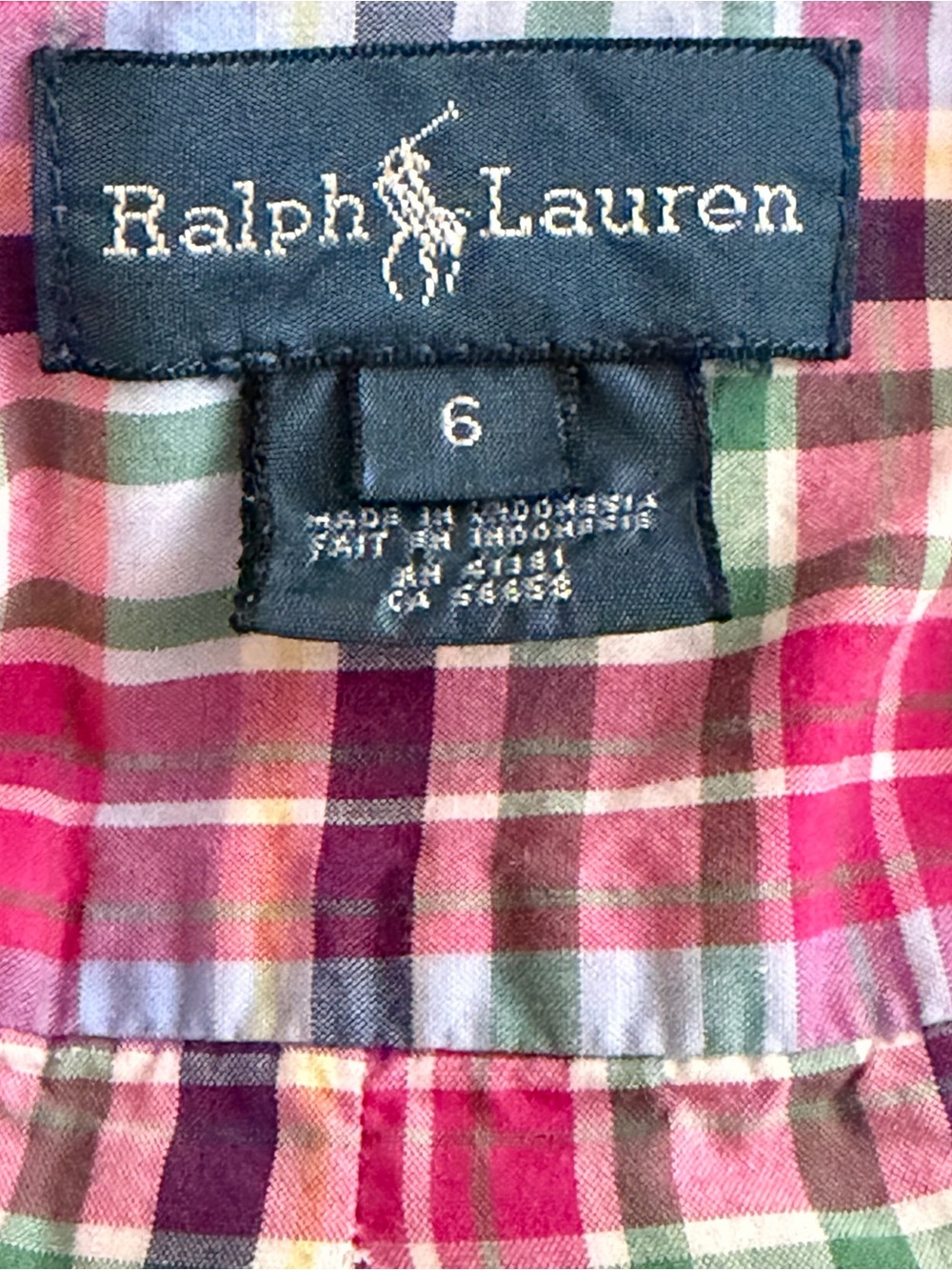 Ralph Lauren Boys Classic Pink & Blue Plaid Long-Sleeve Button Down Shirt Size 6 - Picture 7 of 10